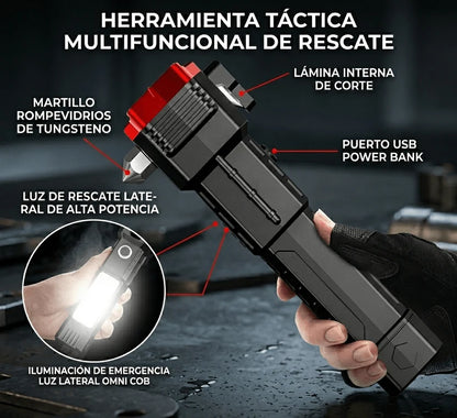Linterna de Emergencia 6 en 1  – Luz LED, Power Bank y Herramientas de Rescate
