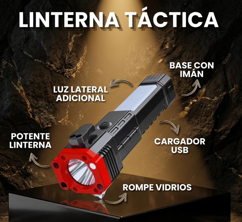 Linterna de Emergencia 6 en 1  – Luz LED, Power Bank y Herramientas de Rescate
